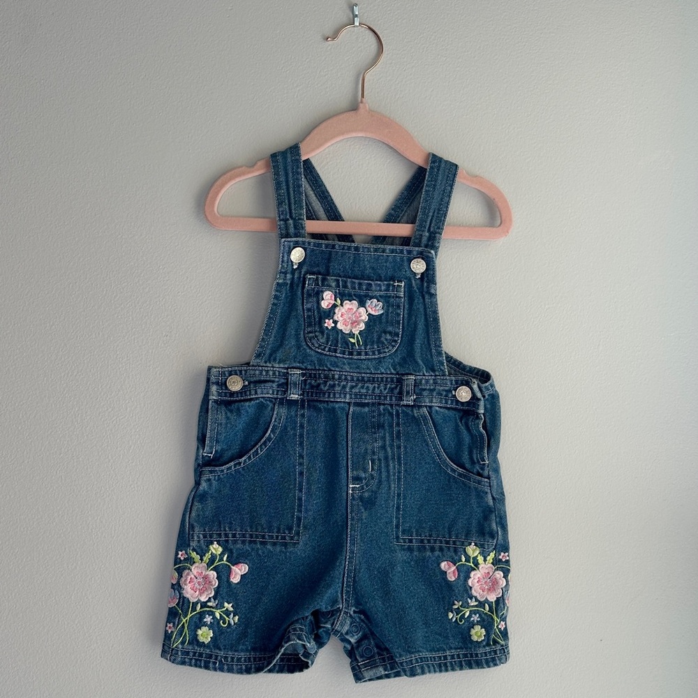 Floral Embroidered Denim Overalls for Kids